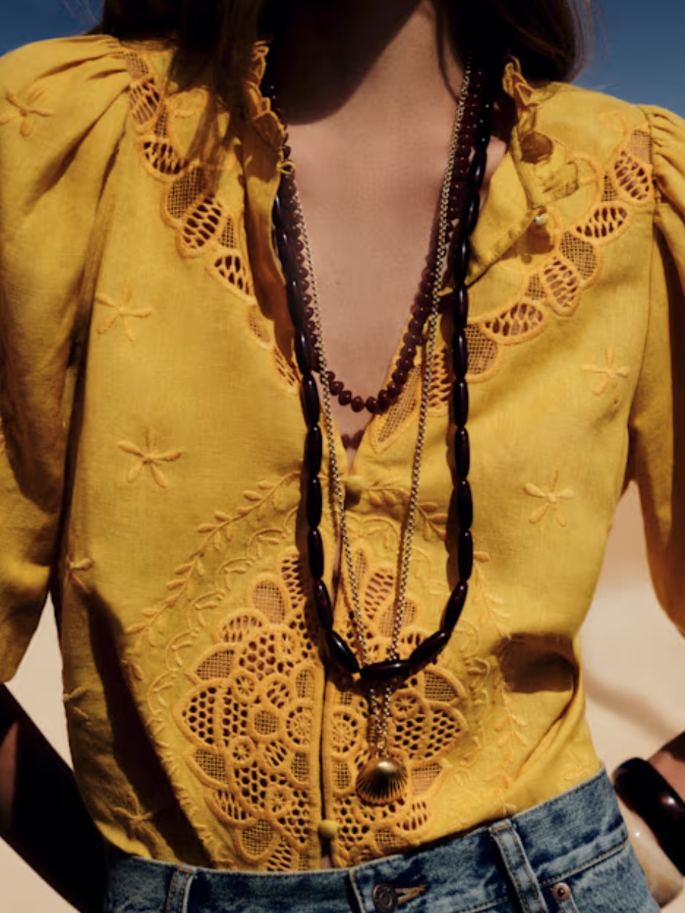 NWT SEZANE CLARY BLOUSE YELLOW SOLIDARY